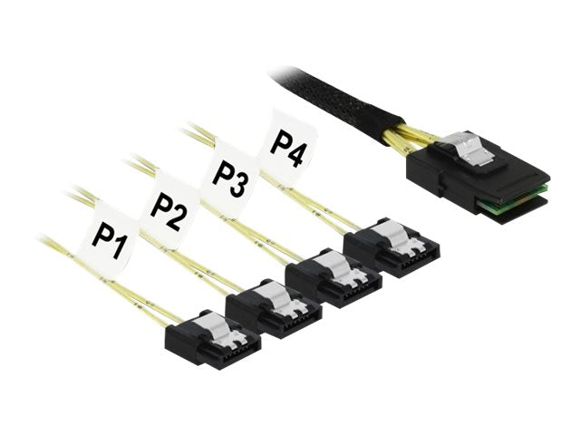 DELOCK Kabel Mini SAS SFF-8087 > 4 x SATA 7 Pin 1m - Vorderansicht