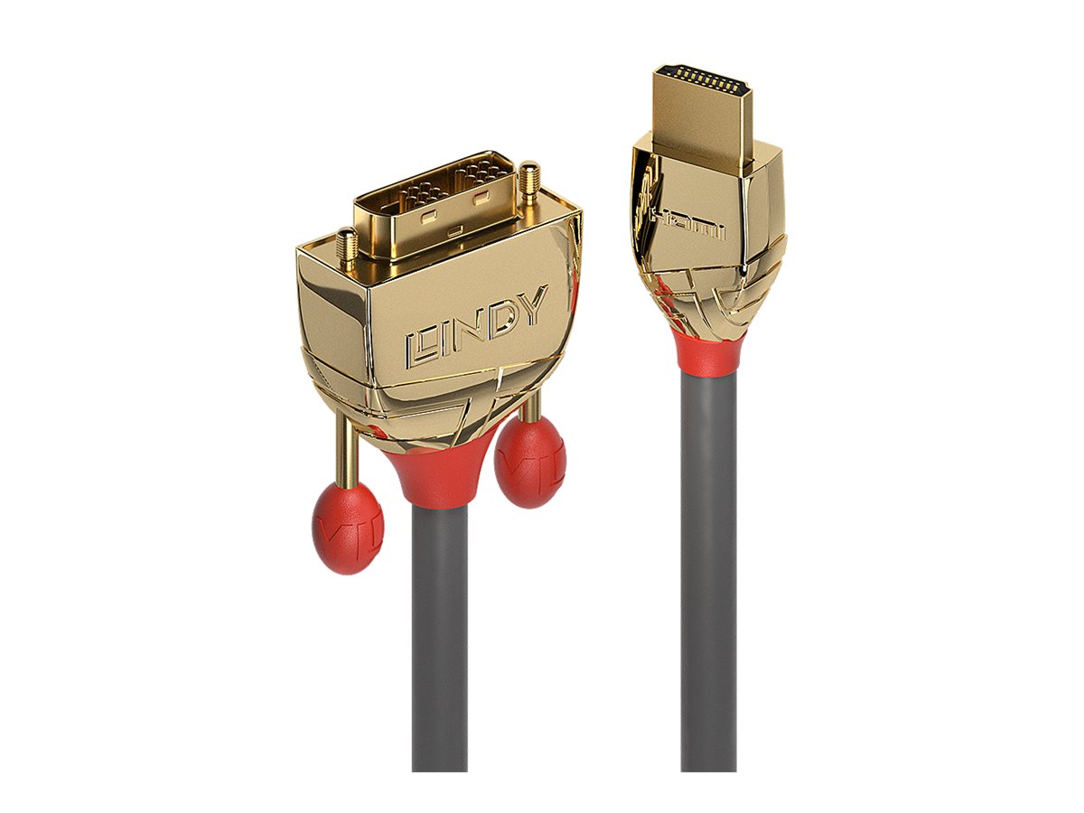 LINDY 2m Gold HDMI an DVI-D-Kabel Vorderansicht