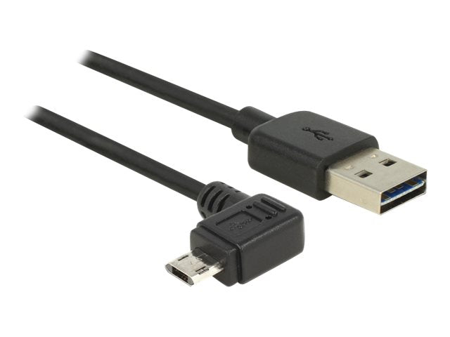 DELOCK Kabel EASY USB 2.0-A > EASY Micro-B links/rechts gewinkelt Stecker/Stecker 2m - Vorderansicht