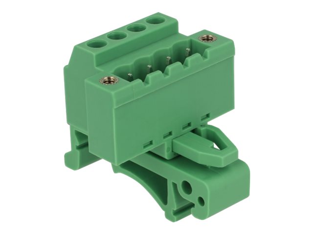 DELOCK Terminalblock Set für Hutschienen 4 Pin mit Schraubverriegelung - Vorderansicht