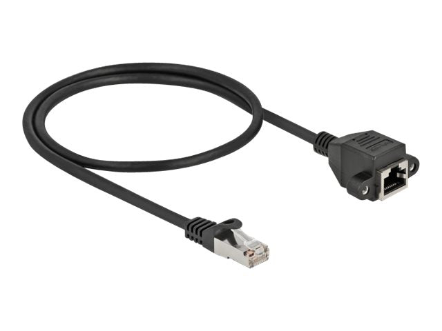 DELOCK Netzwerk Verlängerungskabel S/FTP RJ45 Stecker zu RJ45 Buchse Cat.6A 50cm schwarz - Vorderansicht
