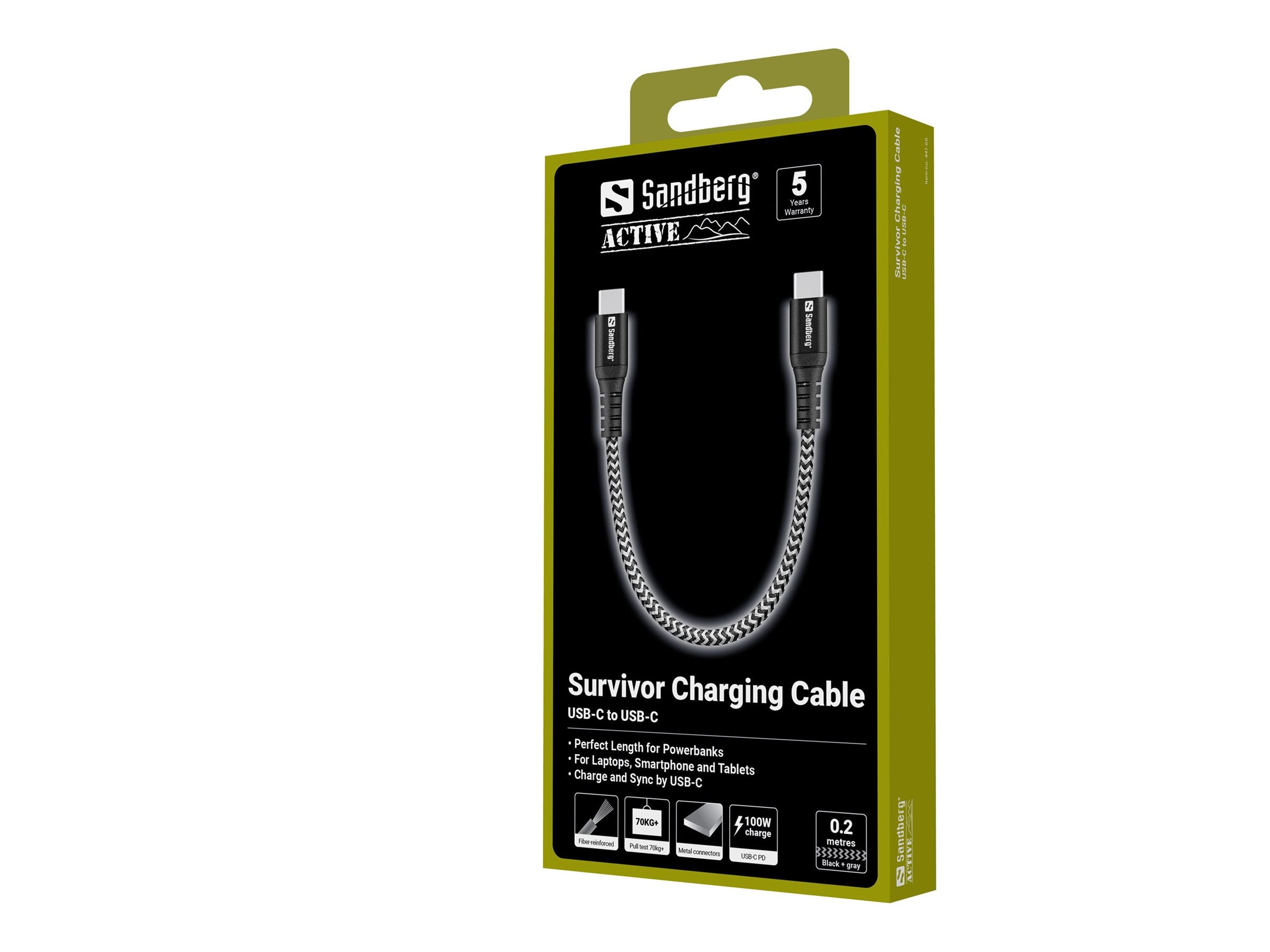 SANDBERG Survivor USB-C Cable 0.2M 100W Vorderansicht