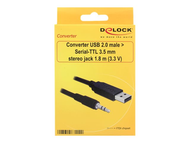 DELOCK Adapterkabel USB > Seriell-TTL Stecker 3,5 mm 3 Pin Klinke 1,8m - Verpackung