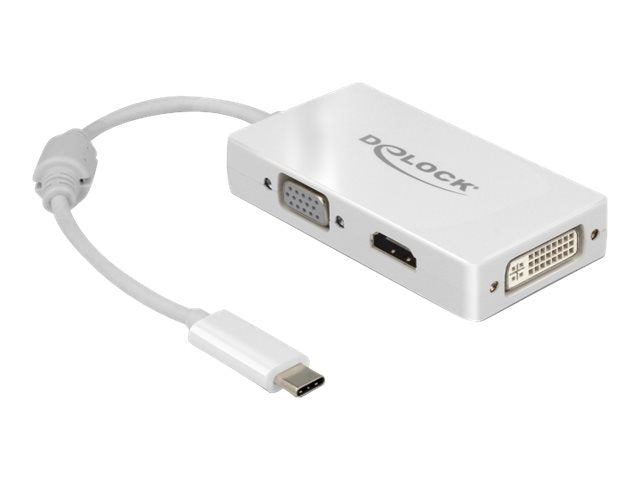 DELOCK Adapter USB Type-C Stecker > VGA / HDMI / DVI Buchse weiss - Vorderansicht