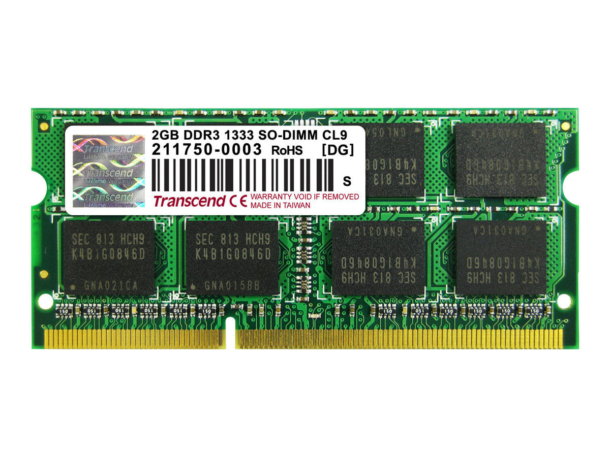 TRANSCEND SODIMM DDR3 1333Mhz 2GB Non-ECC Vorderansicht