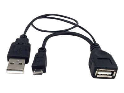TECHLY USB 2.0 Kabel OTG A F Micro USB M 30cm Schwarz - Anschlussansicht