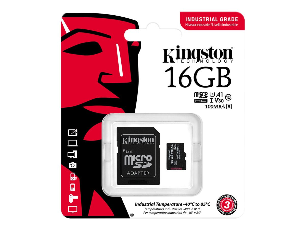 KINGSTON 16GB microSDHC Industrial C10 A1 pSLC Card Verpackung