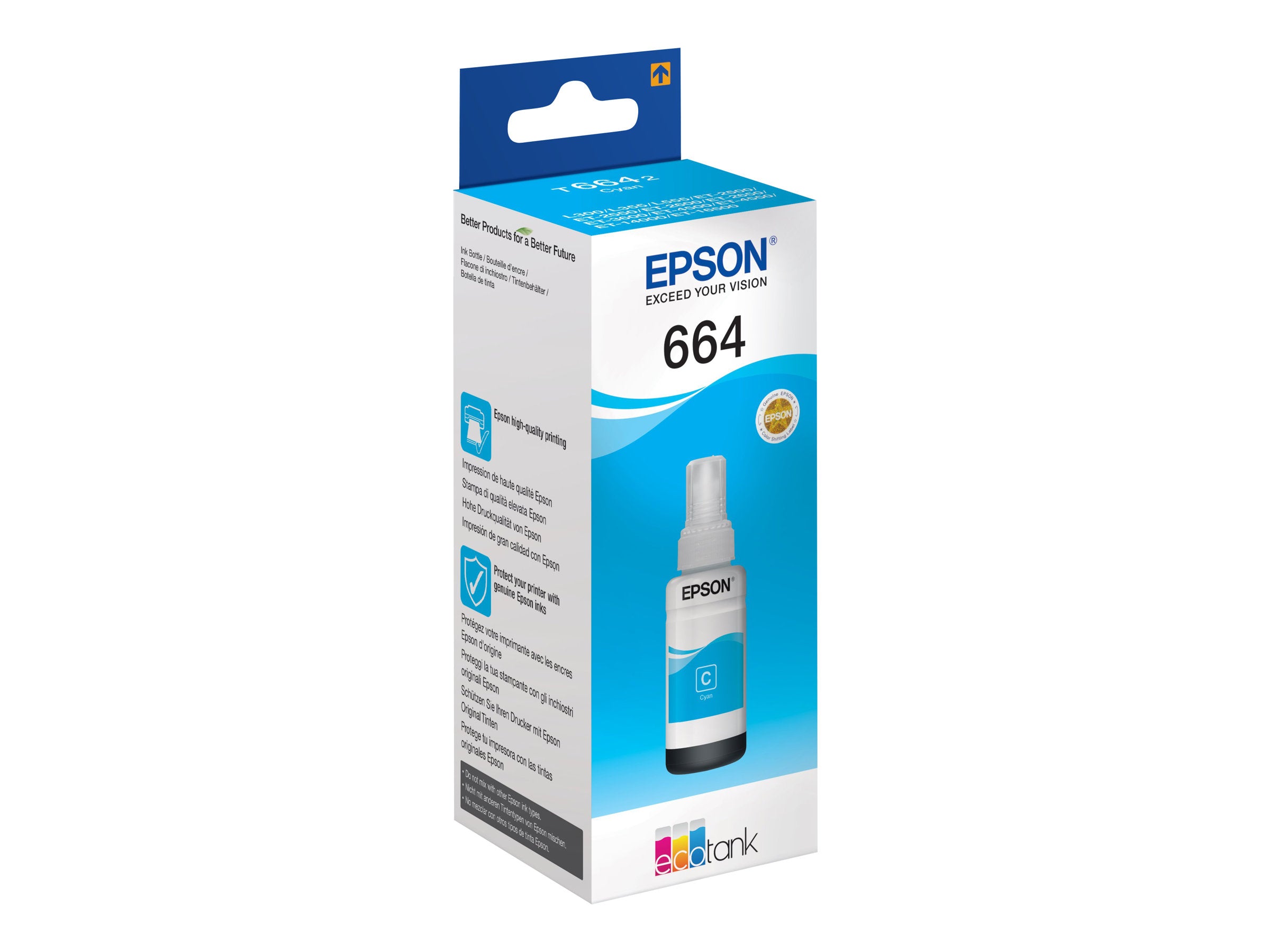 EPSON T6642 Nachfülltinte Cyan 70ml Vorderansicht