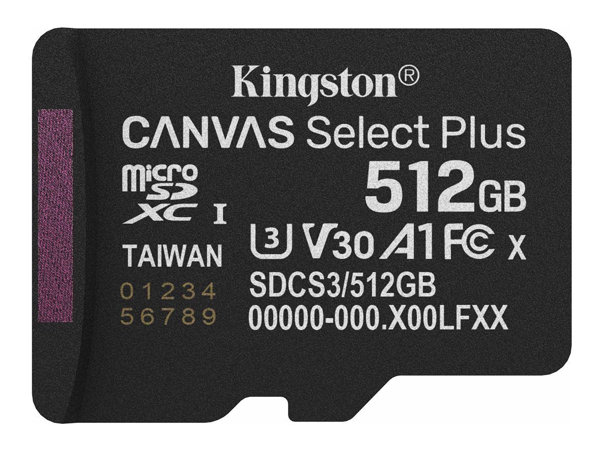 KINGSTON 512GB micSDXC Canvas Select Plus Gen3 Speicherkarte Vorderansicht