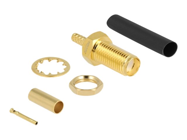 DELOCK SMA Buchse zum Crimpen RG-174/RG-316 mit passendem Schrumpfschlauch