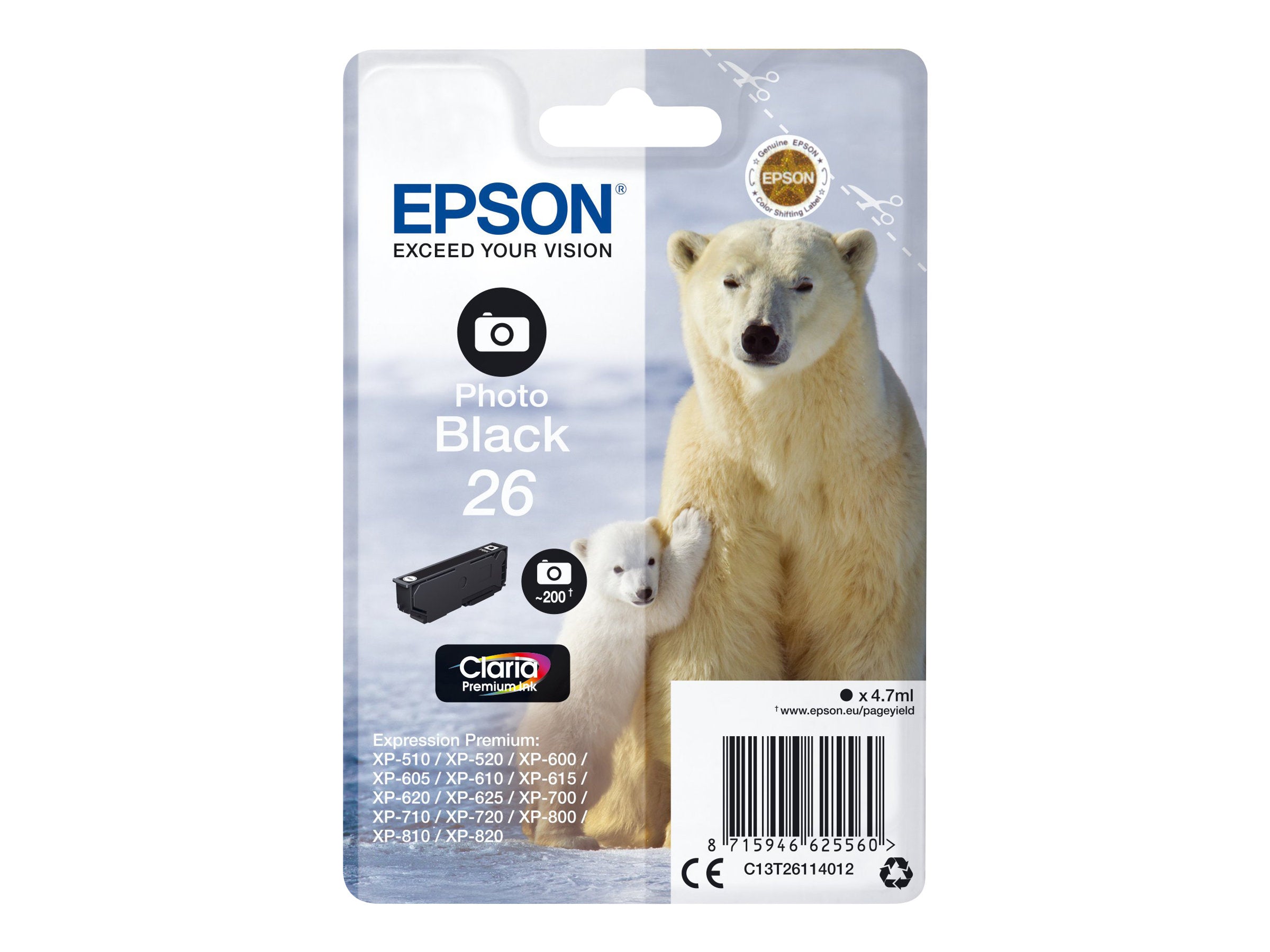 EPSON 5LB 26 Tintenpatrone Photo Schwarz Vorderansicht