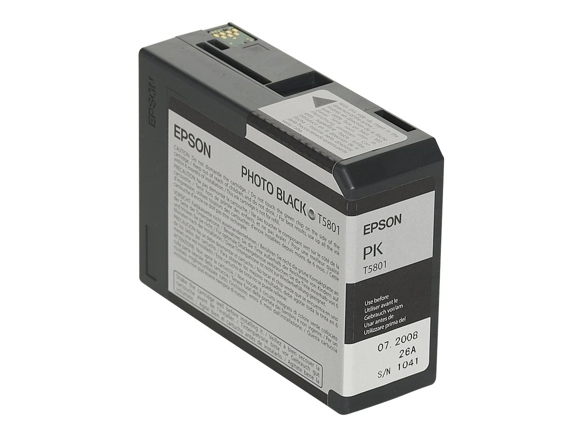 EPSON T5801 Tintenpatrone photo schwarz Vorderansicht