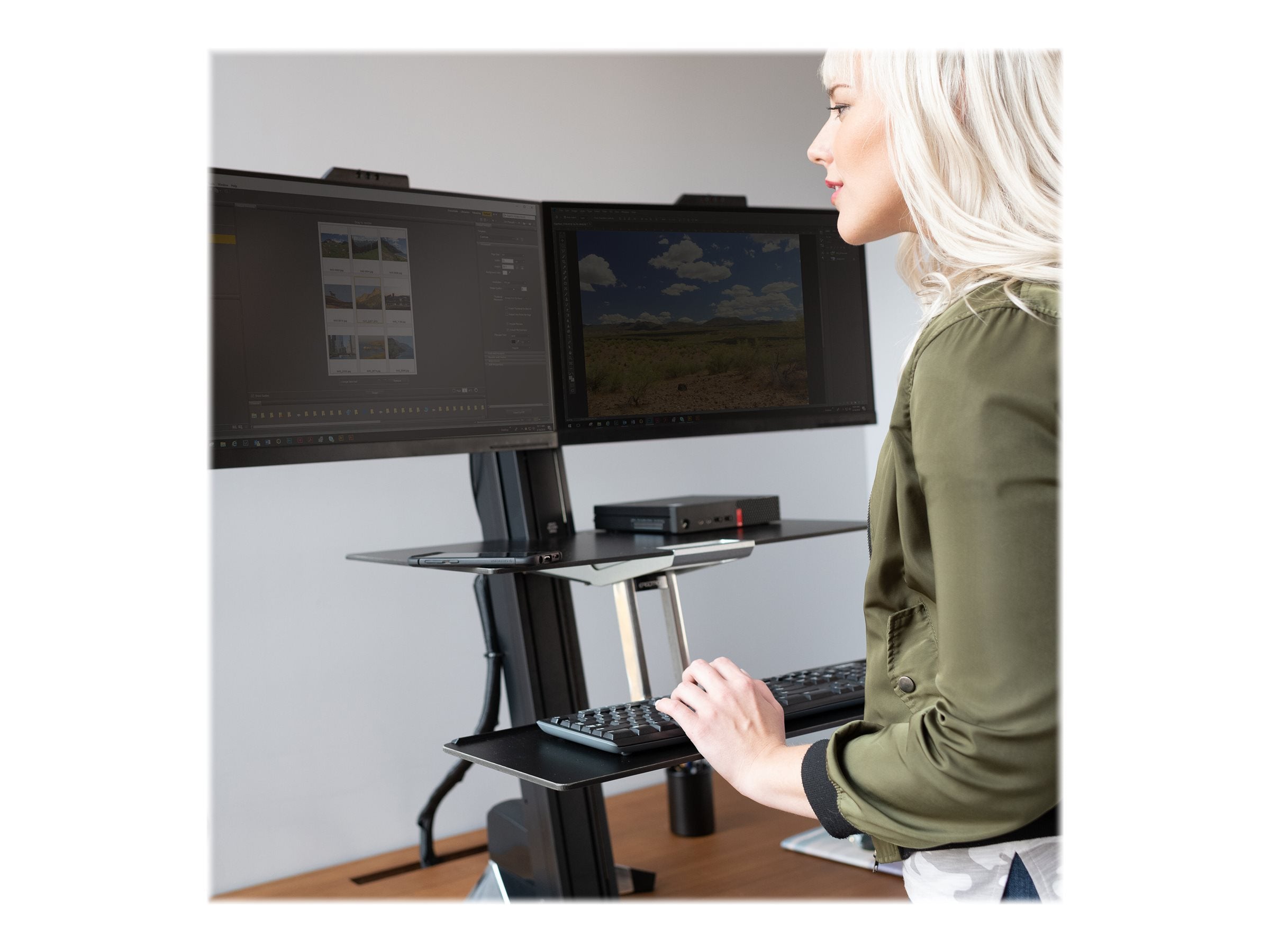 ERGOTRON WorkFit-S Dual Stehender Tischwandler Detailansicht