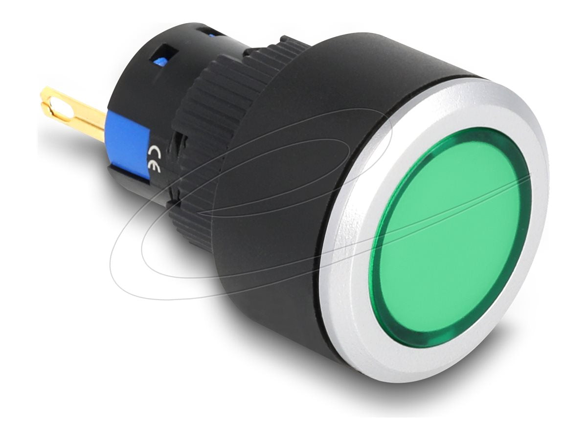 DELOCK 16mm Kunststoff Signallampe grün Lötversion - Vorderansicht