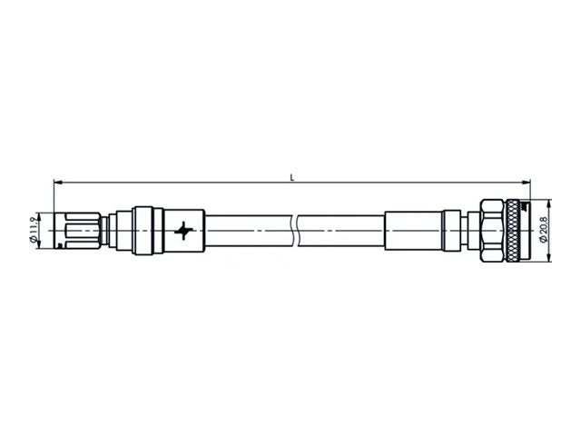 Vorderansicht des PUC TELEGÄRTNER NEX10-N Jumper Kabel 3/8z IP67 L 3.0 m