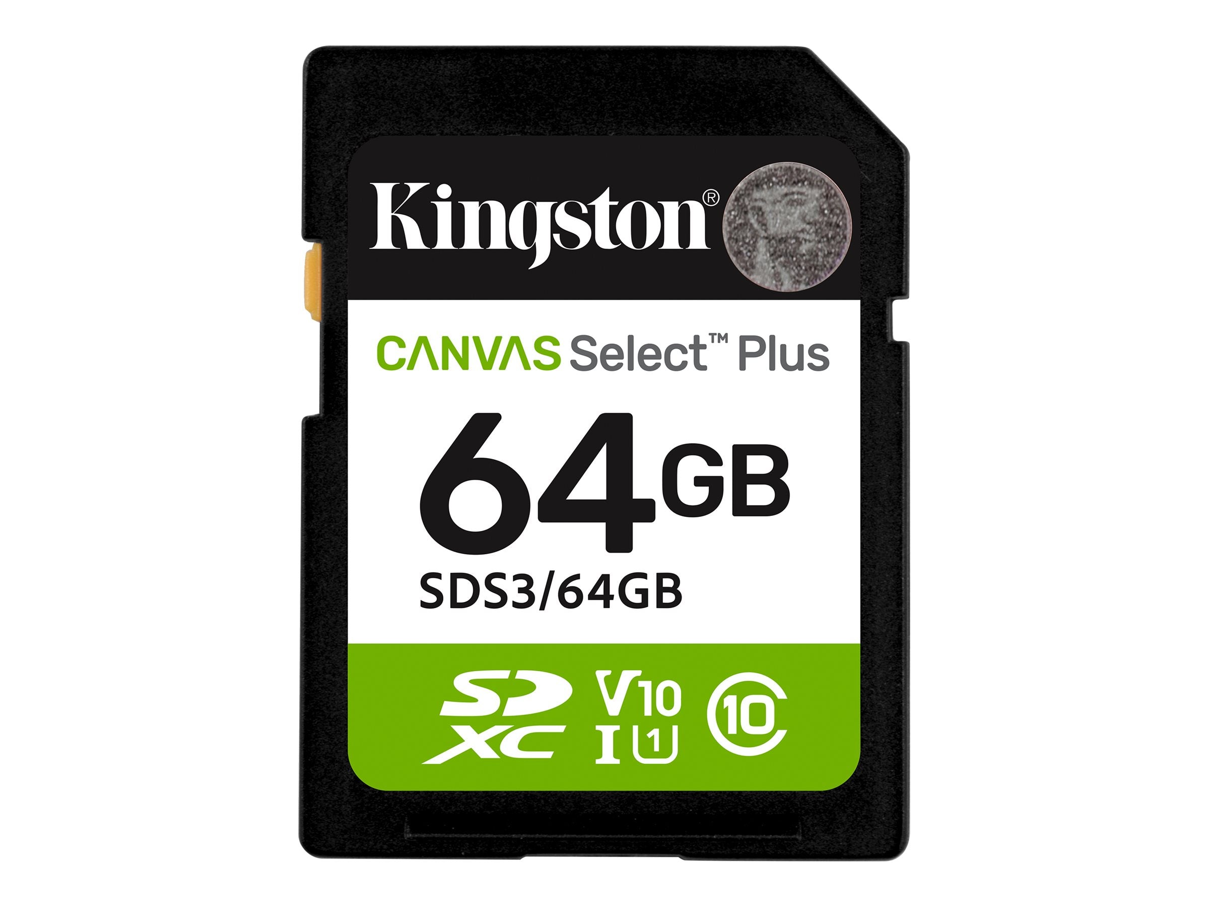 KINGSTON 64GB SDXC Canvas Select Plus Speicherkarte Vorderansicht