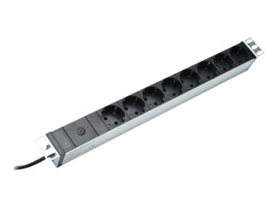 DIGITUS 48,3cm 19Z Steckdosenleiste Aluminium 8x Schuko Vorderansicht
