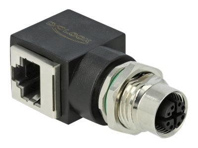 DELOCK Netzwerkadapter M12 8 Pin X-kodiert Buchse zu RJ45 Buchse - Vorderansicht