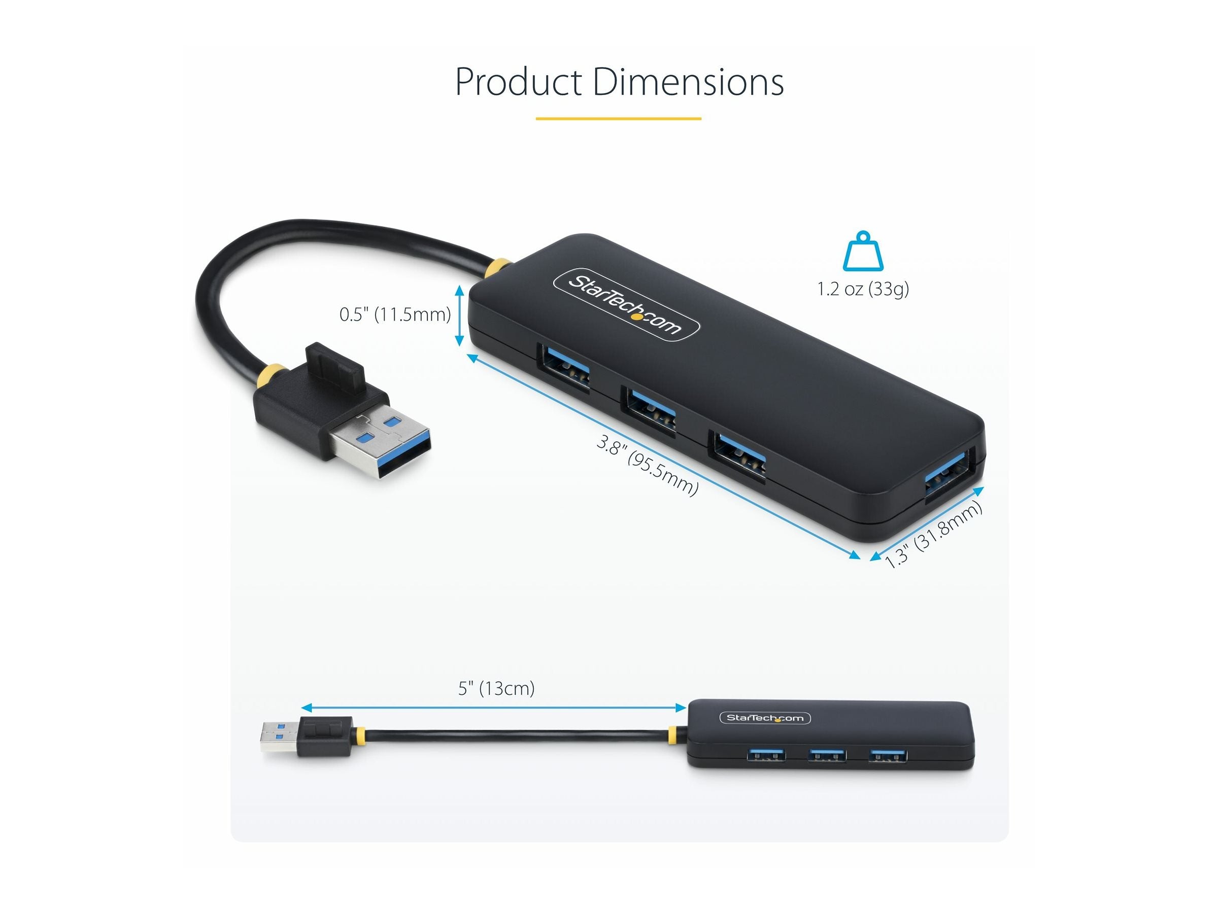 STARTECH.COM 4-Port USB-A Hub 5Gbps USB Busbetrieben Mini USB Hub Multi-Port USB Splitter Desktop USB 3.0 Hub