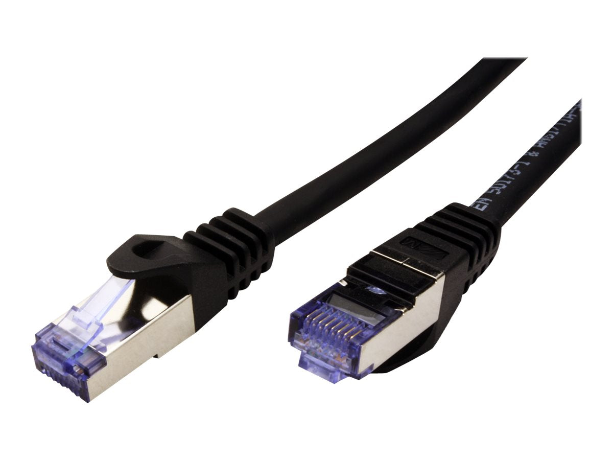 ROLINE Patchkabel Kat.6A S/FTP PiMF schwarz 0,3m Vorderansicht
