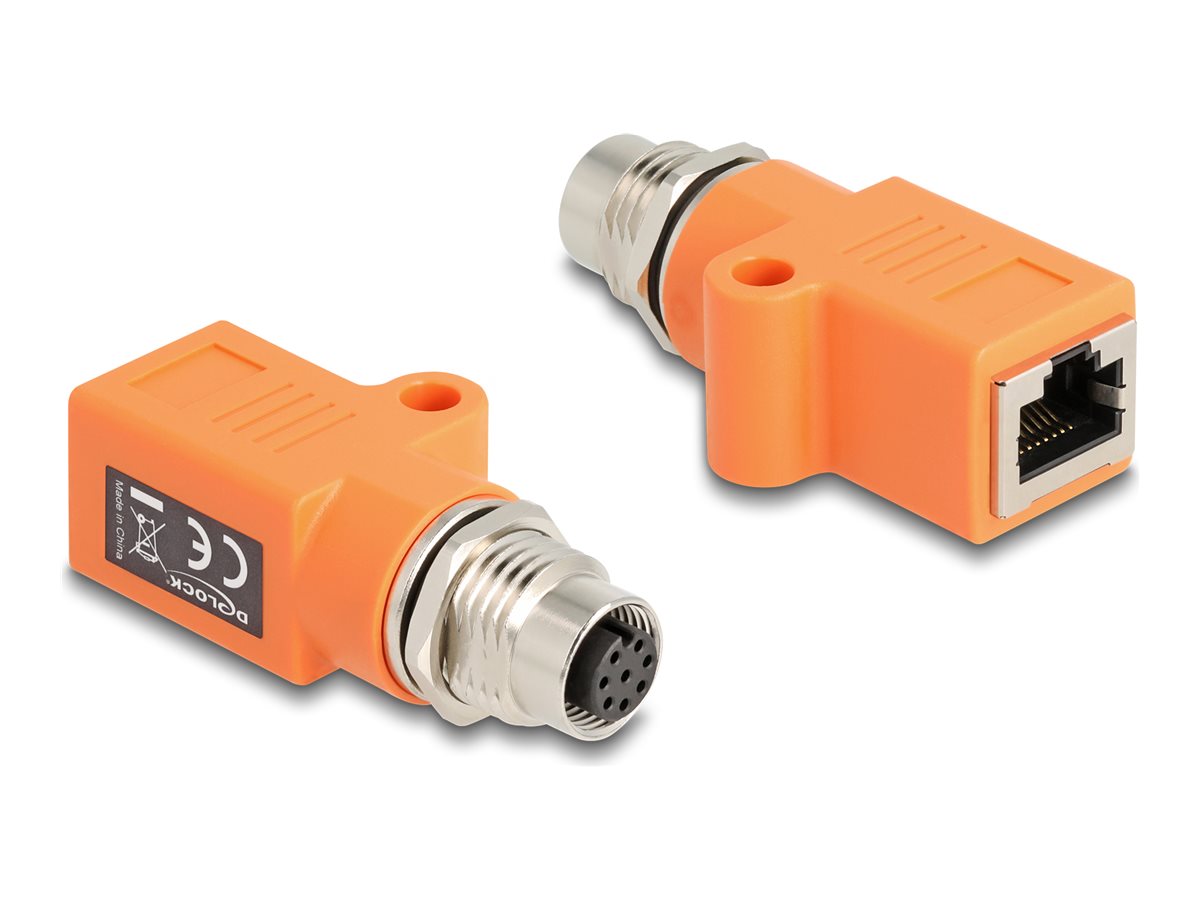 DELOCK M12 Adapter A-kodiert 8 Pin Buchse zu RJ45 Buchse Cat.5e - Vorderansicht