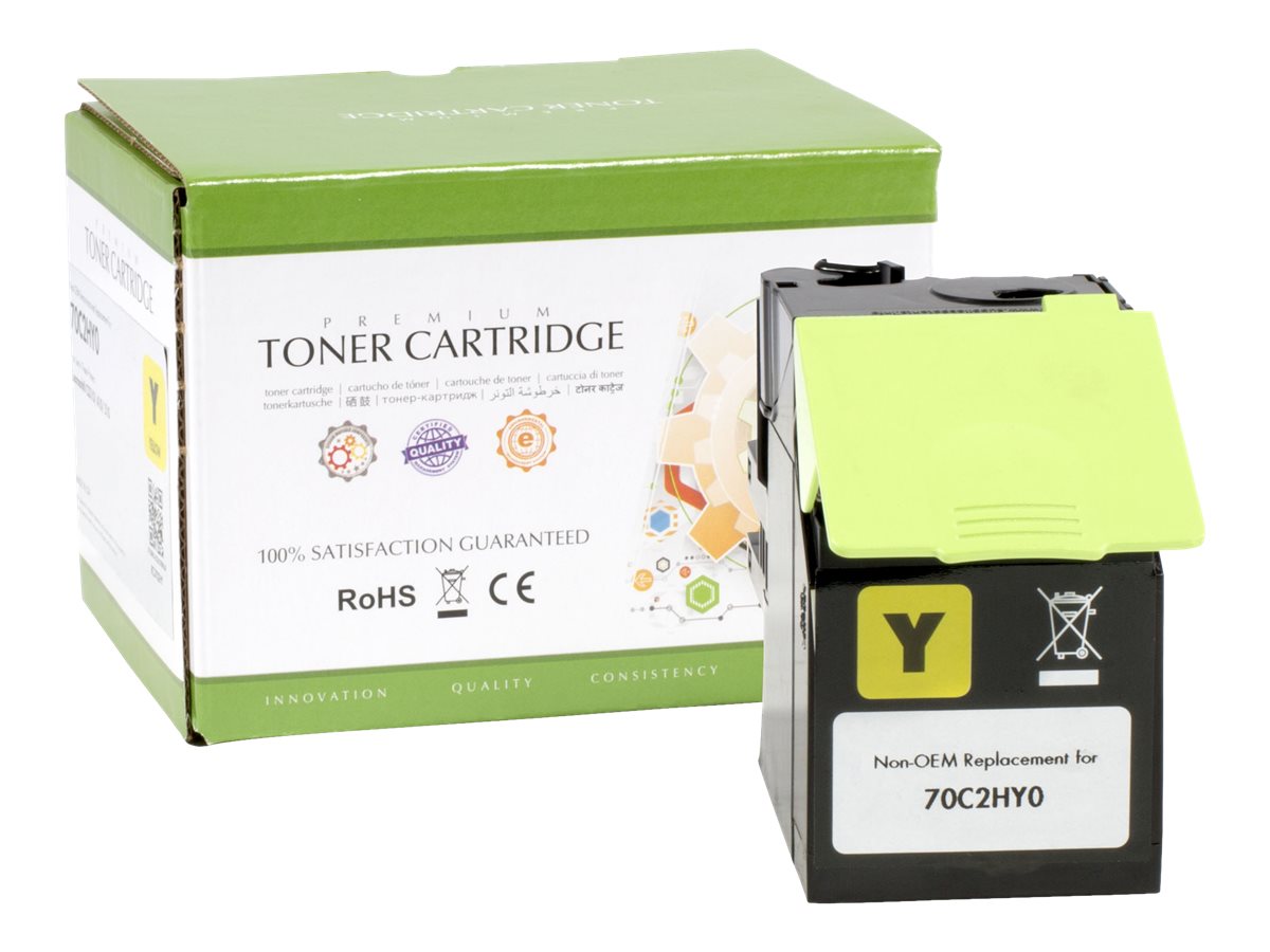 STATIC Tonerpatrone kompatibel mit Lexmark 70C2HY0 gelb - Vorderansicht