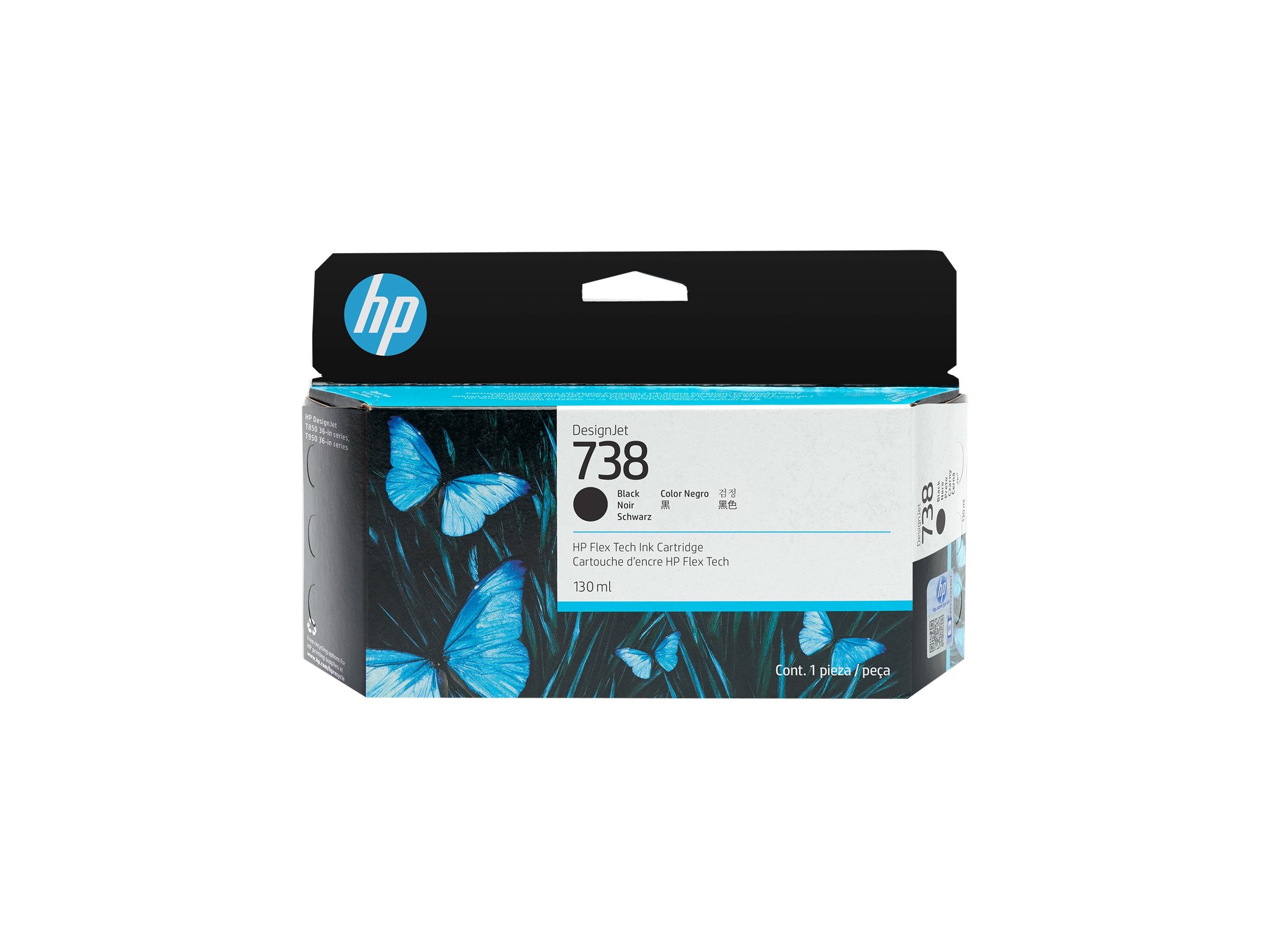 HP 738 130-ml Black DesignJet Ink Cartridge Vorderansicht