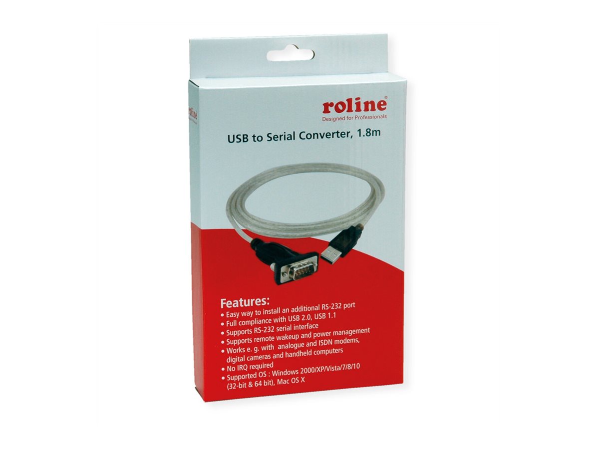 ROLINE Konverter-Kabel USB-seriell 1,8m Detailansicht