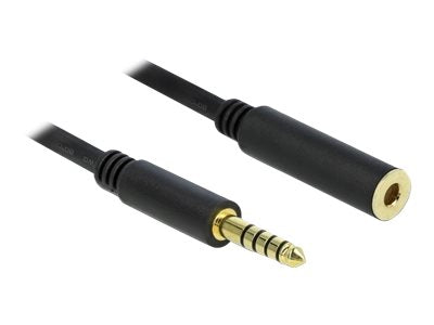 DELOCK Verlängerungskabel Klinke 4,4 mm 5 Pin Stecker zu Buchse 0,5 m schwarz - Verpackung