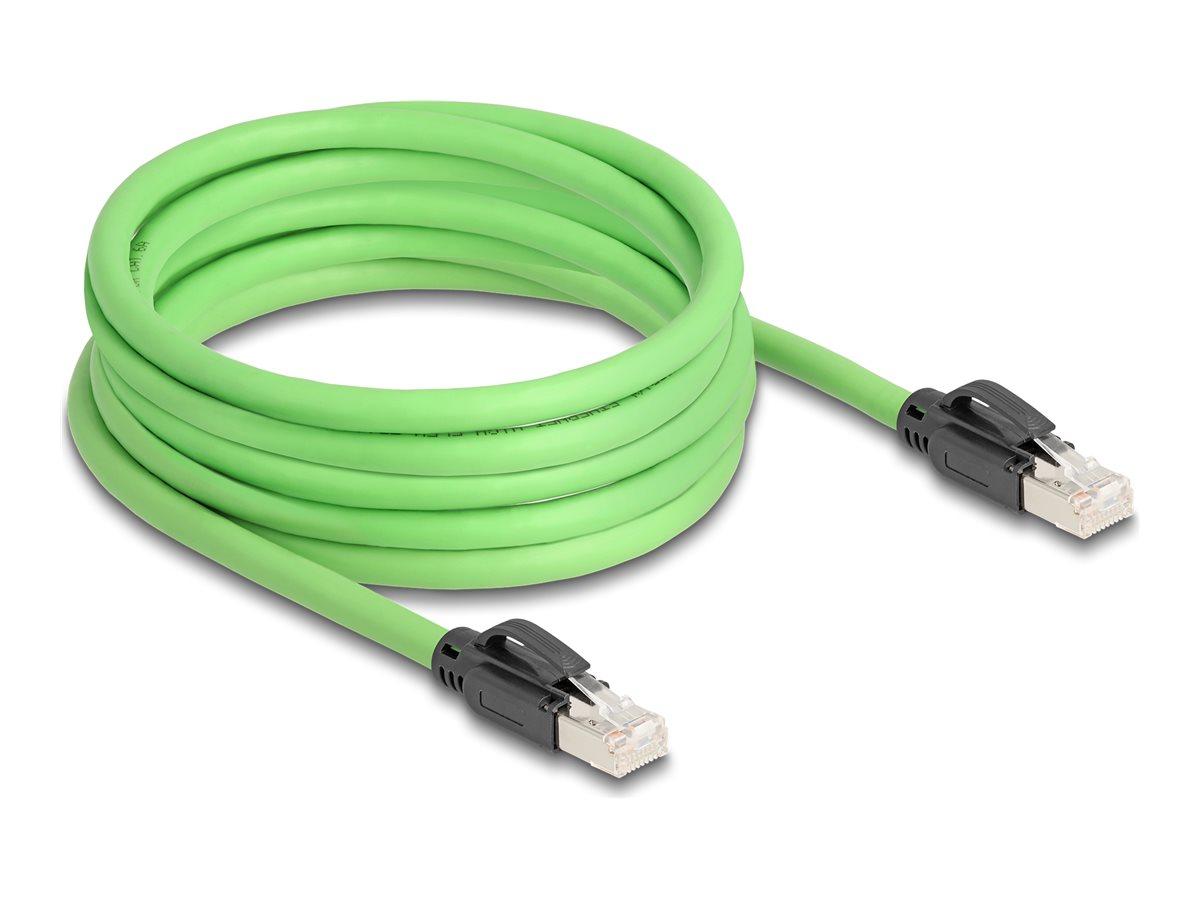 DELOCK RJ45 Netzwerkkabel Cat.6A Stecker zu Stecker SF/UTP schleppkettentauglich PUR TPU 5m grun