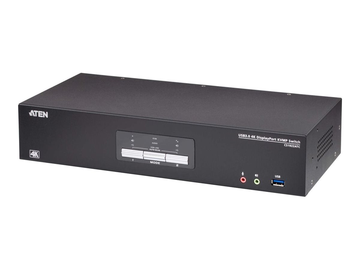 Vorderansicht des SECOMP ATEN CS1922ATC 2-Port USB 3.0 4K DisplayPort KVM Switch