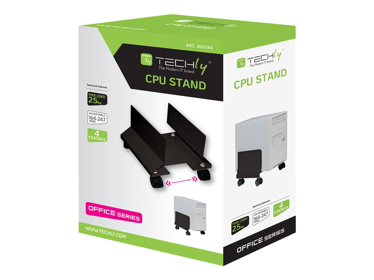 TECHLY Rollwagen für PC Desktop Computer Vorderansicht