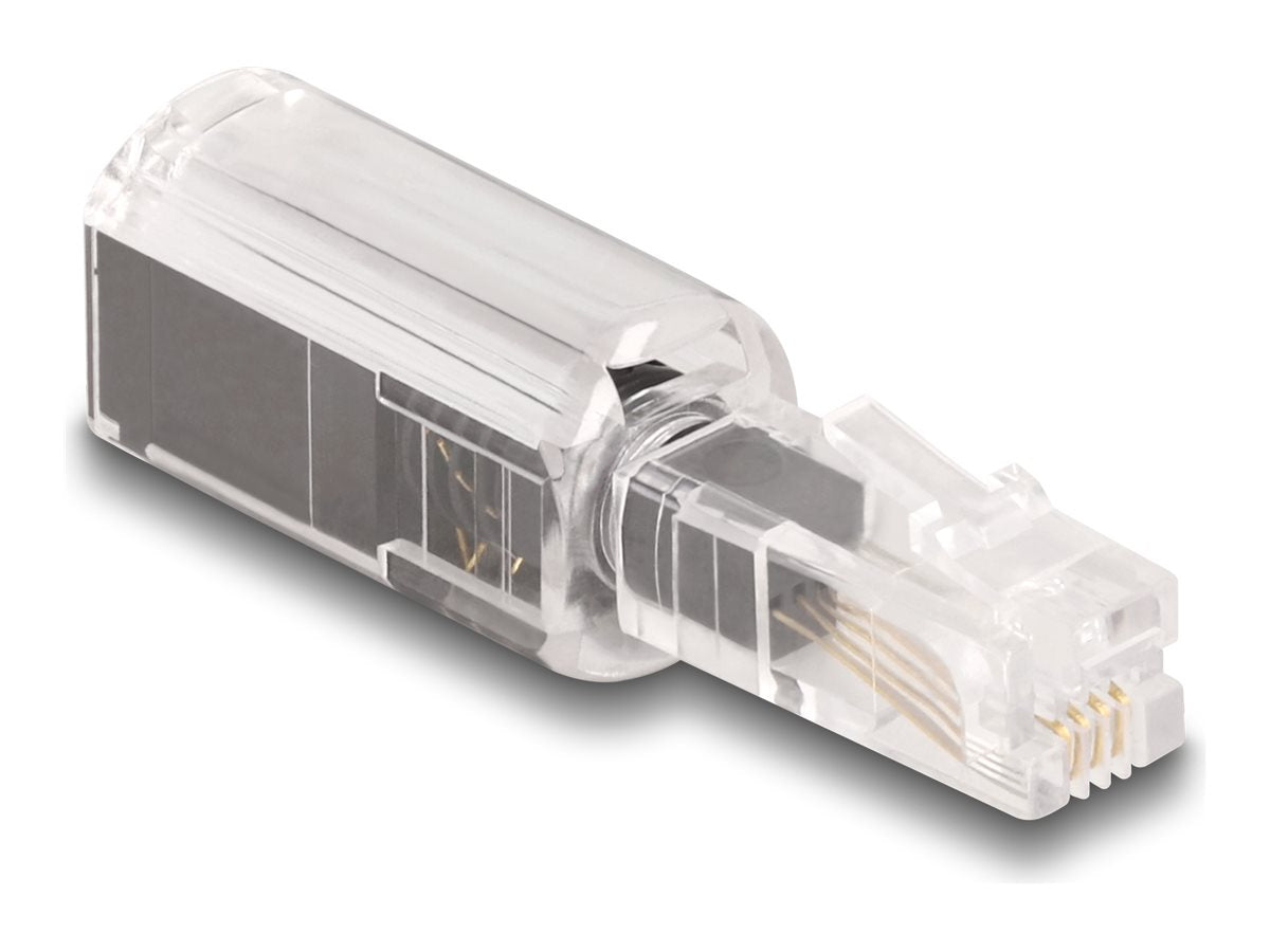 DELOCK Telefonkabel-Verdrehschutz Adapter RJ10 Stecker zu RJ10 Buchse transparent / schwarz