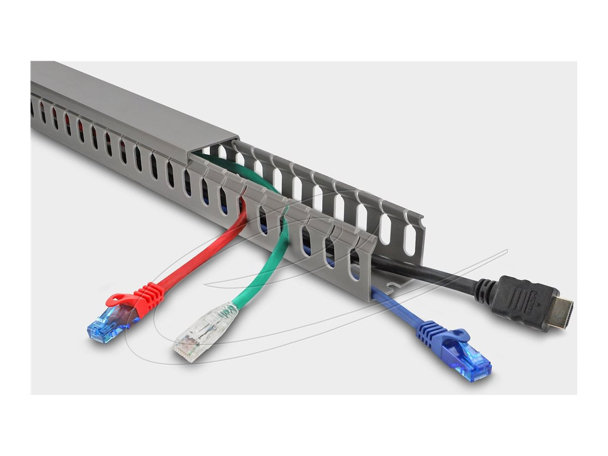 DELOCK Verdrahtungskanal 40 x 40mm - Länge 1m grau - Vorderansicht