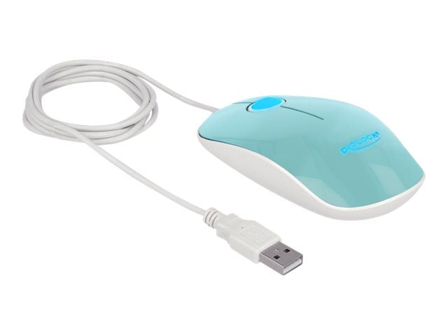 DELOCK Optische 3-Tasten LED Maus USB Typ-A türkis - Vorderansicht