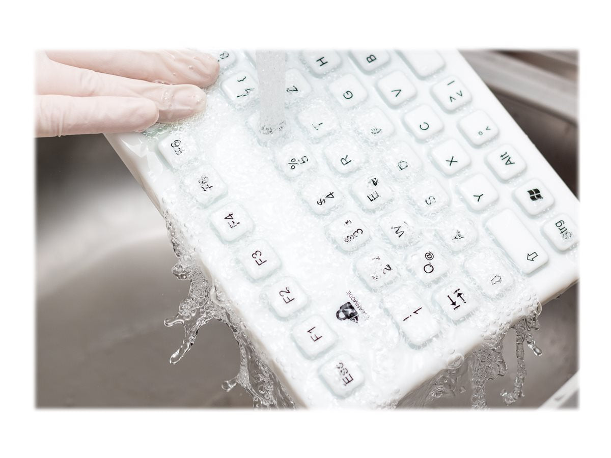 GETT InduProof Smart Compact Silikon Tastatur IP68 wasserdicht desinfizierbar 86 Tasten Farbe: weiss USB Layout: US und EU