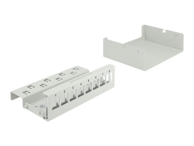 DELOCK Keystone Patchpanel 8 Port grau Vorderansicht