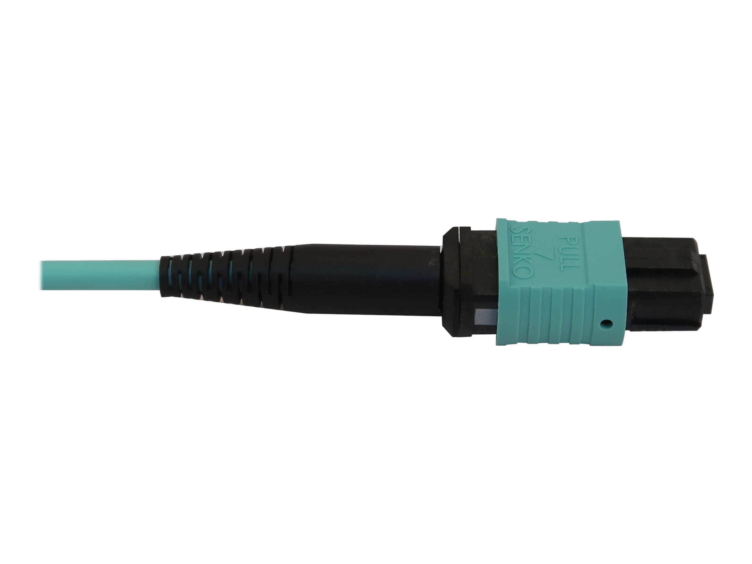 EATON TRIPPLITE 40/100/400G Multimode 50/125 OM3 Fiber Optic Cable 12F MTP/MPO-PC to 4x Duplex LC/PC F/M LSZH Aqua 2m 6