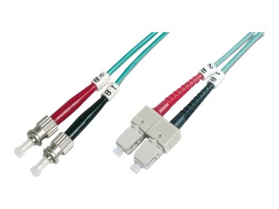 DIGITUS LWL Patchkabel ST/SC 50/125 2m multimode duplex OM3 - Vorderansicht