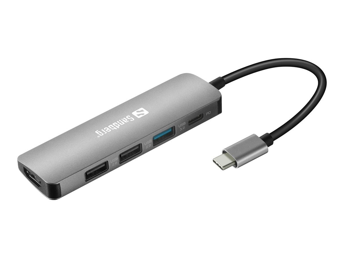 SANDBERG USB-C Dock HDMI+3xUSB+PD 100W Verpackung