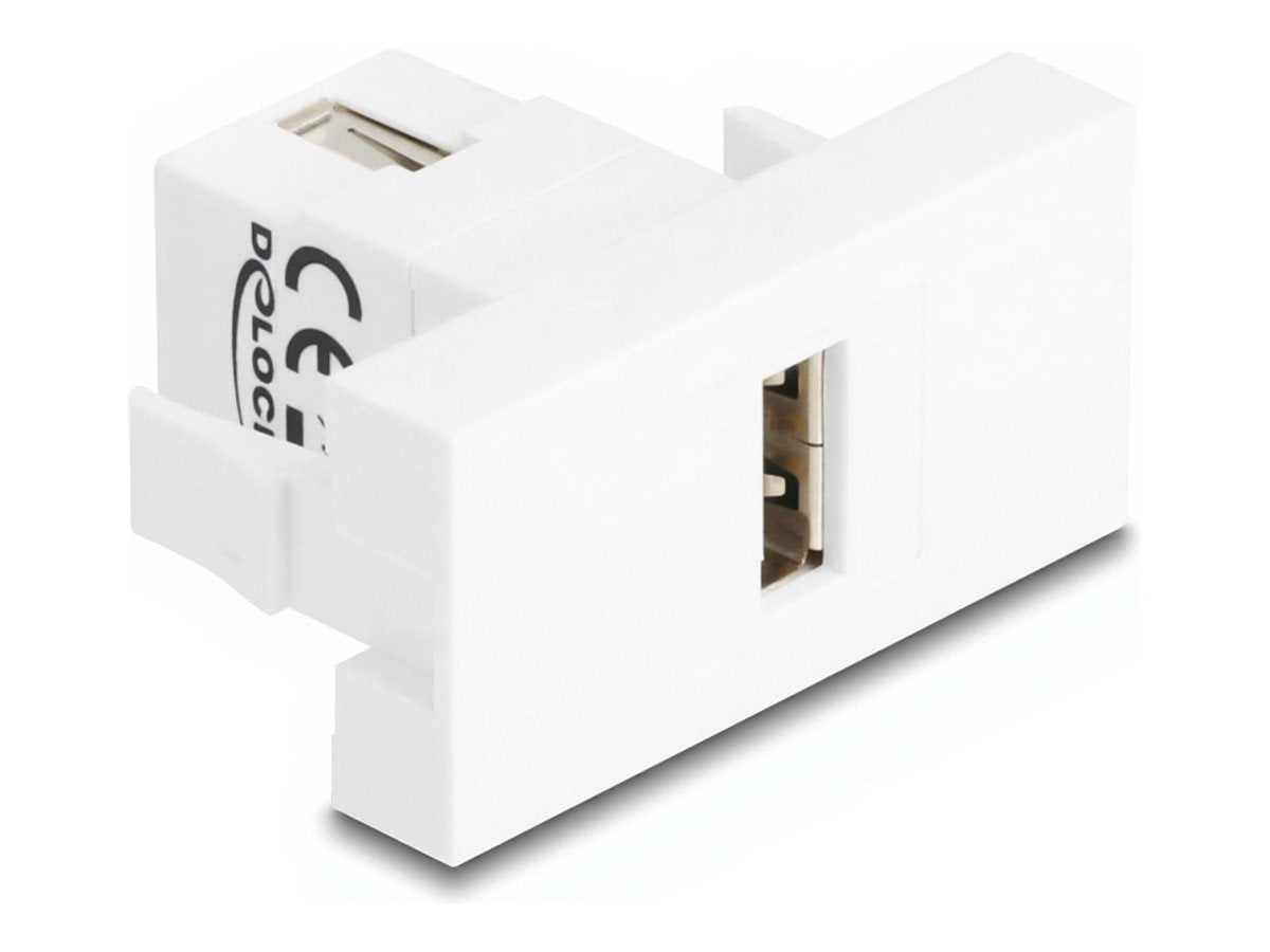 DELOCK Easy 45modul USB 2.0 Typ-A Buchse zu USB 2.0 Typ-A Buchse weiss - Vorderansicht