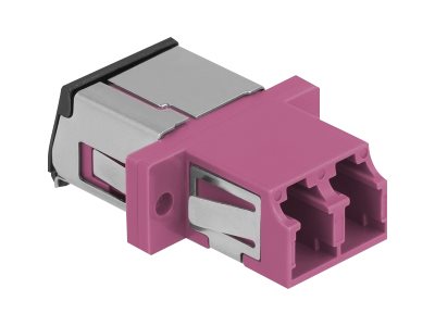DELOCK LWL Kupplung mit Laserschutzklappe LC Duplex Buchse zu LC Duplex Buchse Multimode violett