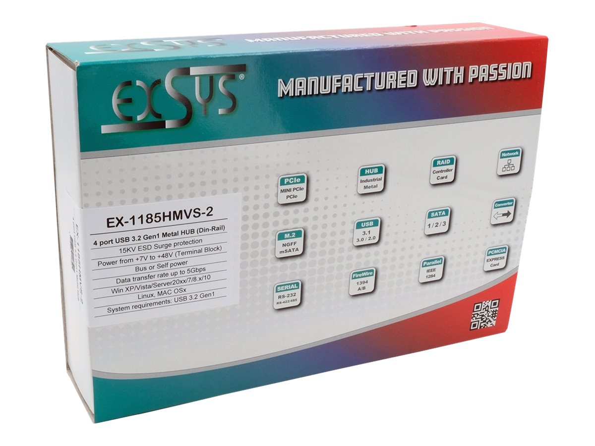 EXSYS EX-1185HMVS-2 4-Port Metall USB 3.2 Gen1 Detailansicht