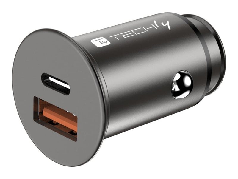 EFB Techly Autoladegerät 5V 2p USB A USBC 38W - Vorderansicht
