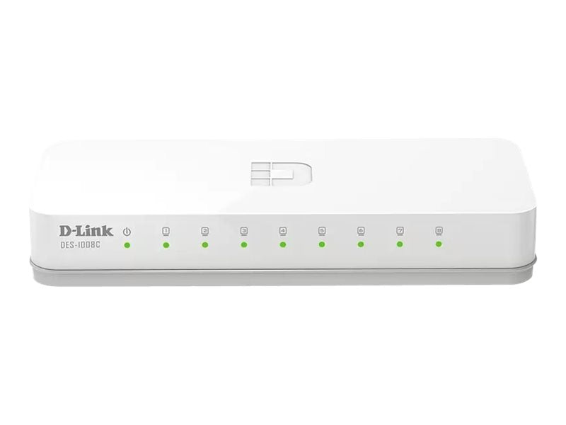 D-LINK DES-1008C 8-Port Fast Ethernet unmanaged Switch Vorderansicht
