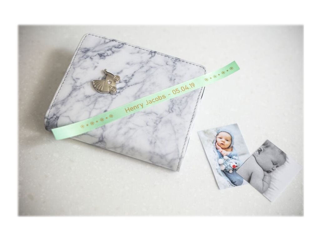 BROTHER P-Touch 12mm mint green/gold ribbon tape Detailansicht