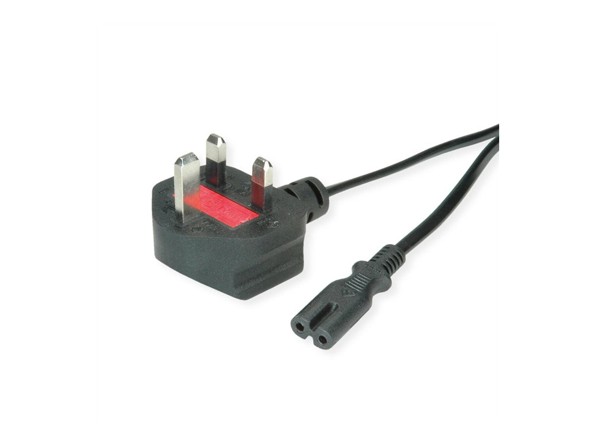 VALUE UK Netzkabel auf Euro-Flachstecker C7 2pol. schwarz 1,95m - Verpackung