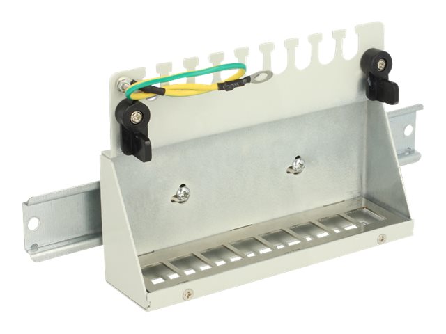 DELOCK Netzwerk Desktop Patchpanel Hutschienen Halterung - Detailansicht