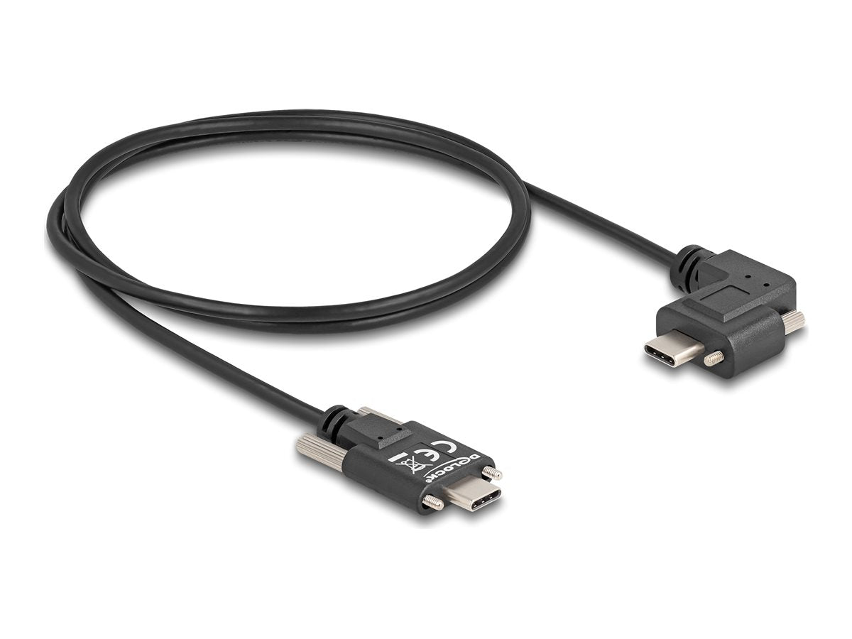 DELOCK USB 2.0 Kabel USB Type-C Stecker mit Schrauben gewinkelt Vorderansicht