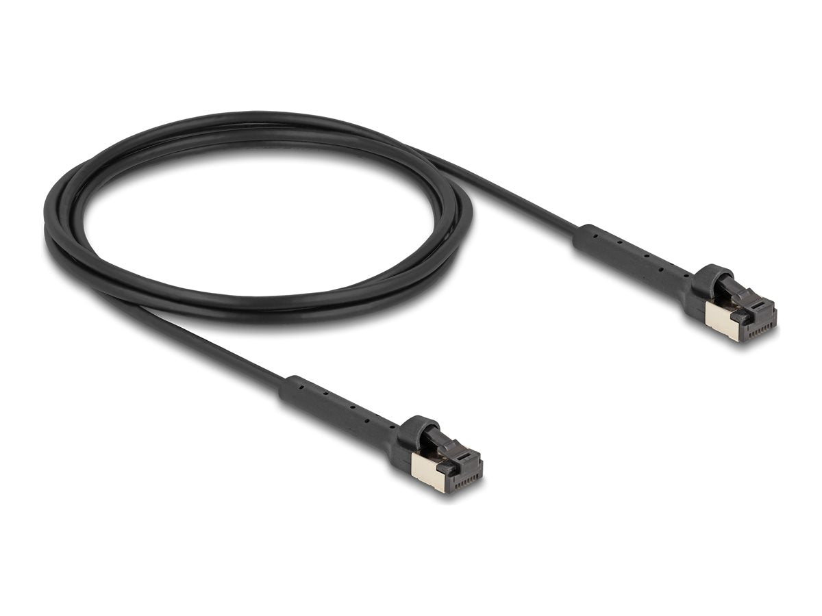 DELOCK RJ45 Slim Netzwerkkabel Cat.6A U/FTP winkelbar schwarz 2m - Vorderansicht